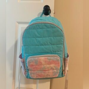 GIRLS turquoise and tie-dye backpack